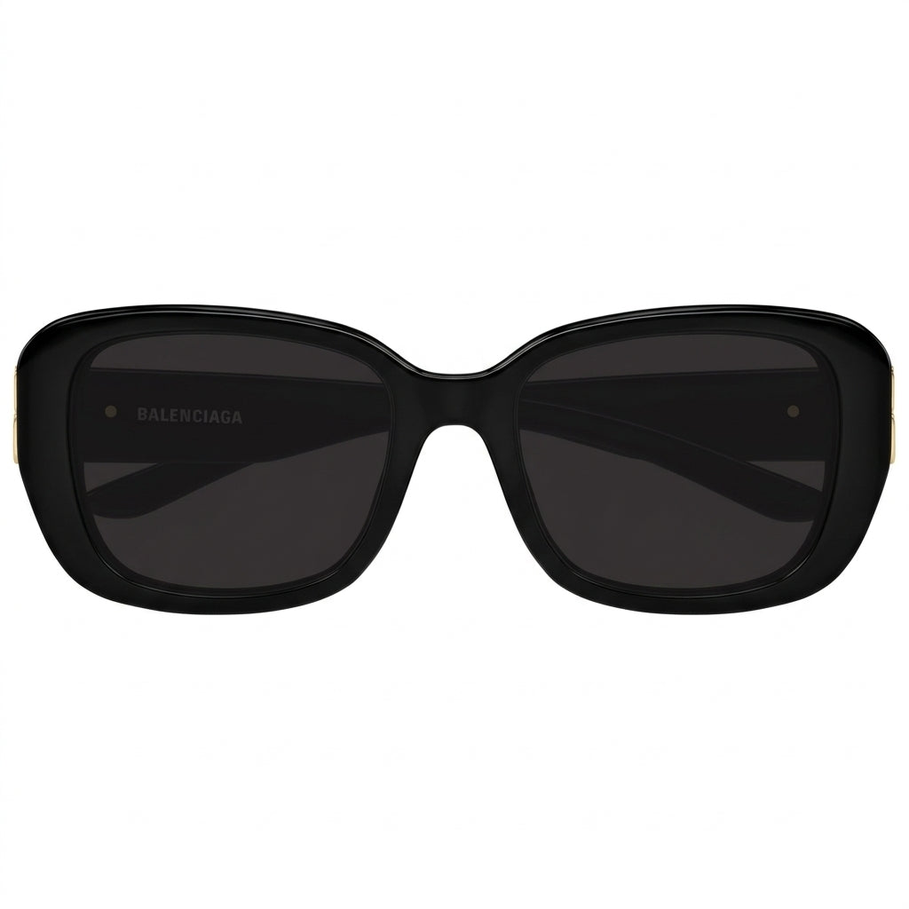 Balenciaga Women BB0508SK Everyday Rectangular Black / Gold Sunglasses