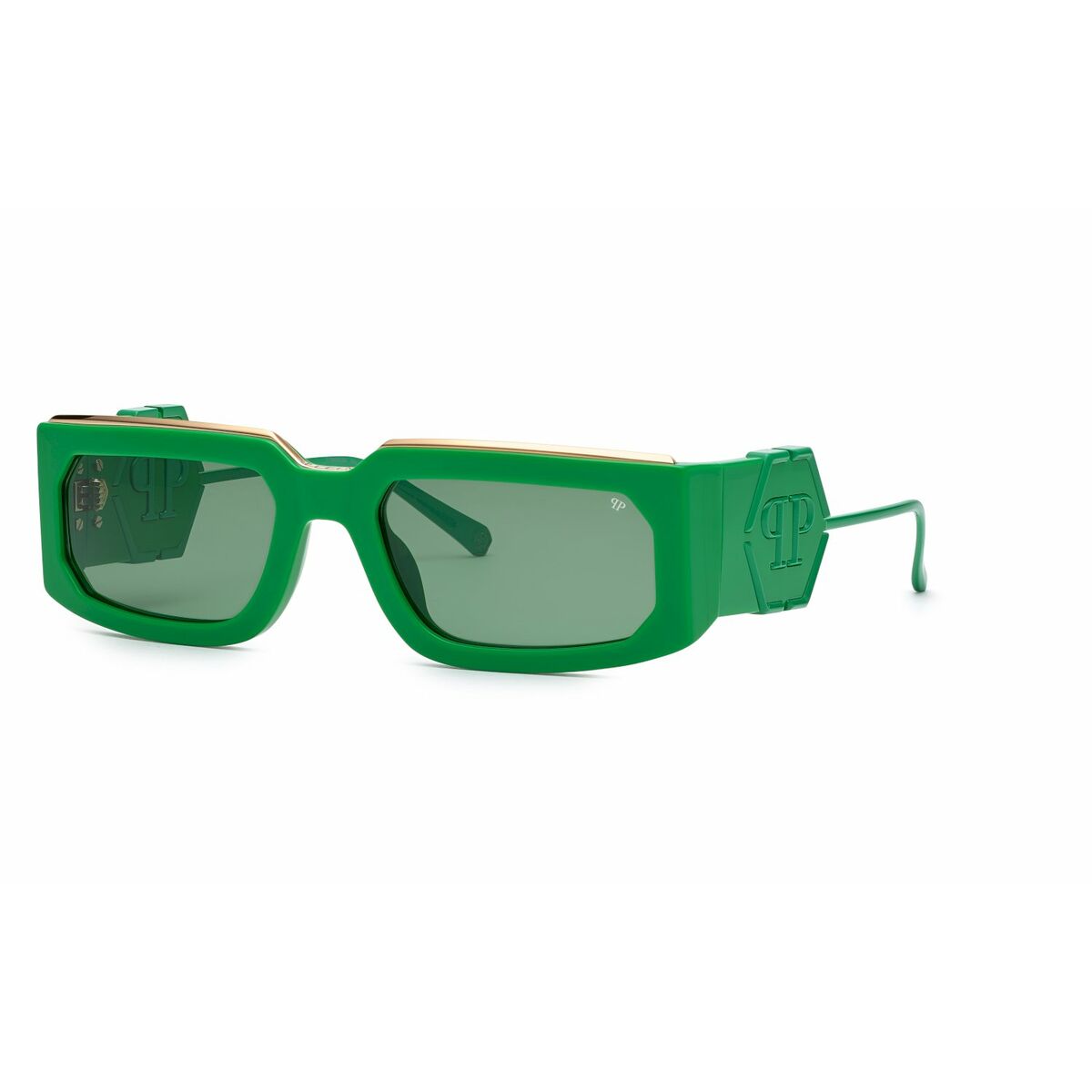 Philipp Plein SPP119M Unisex Green Square Sunglasses