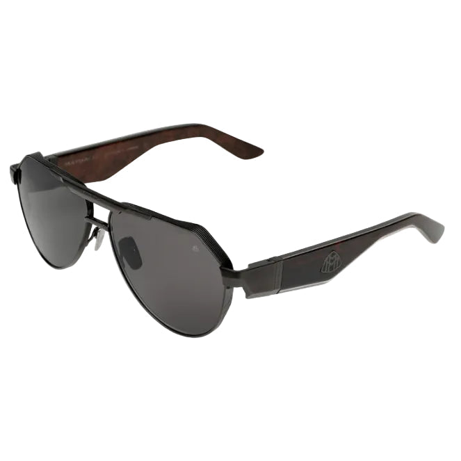 Maybach THE KING III Unisex Luxury Black Satin / Dark Grey Sunglasses