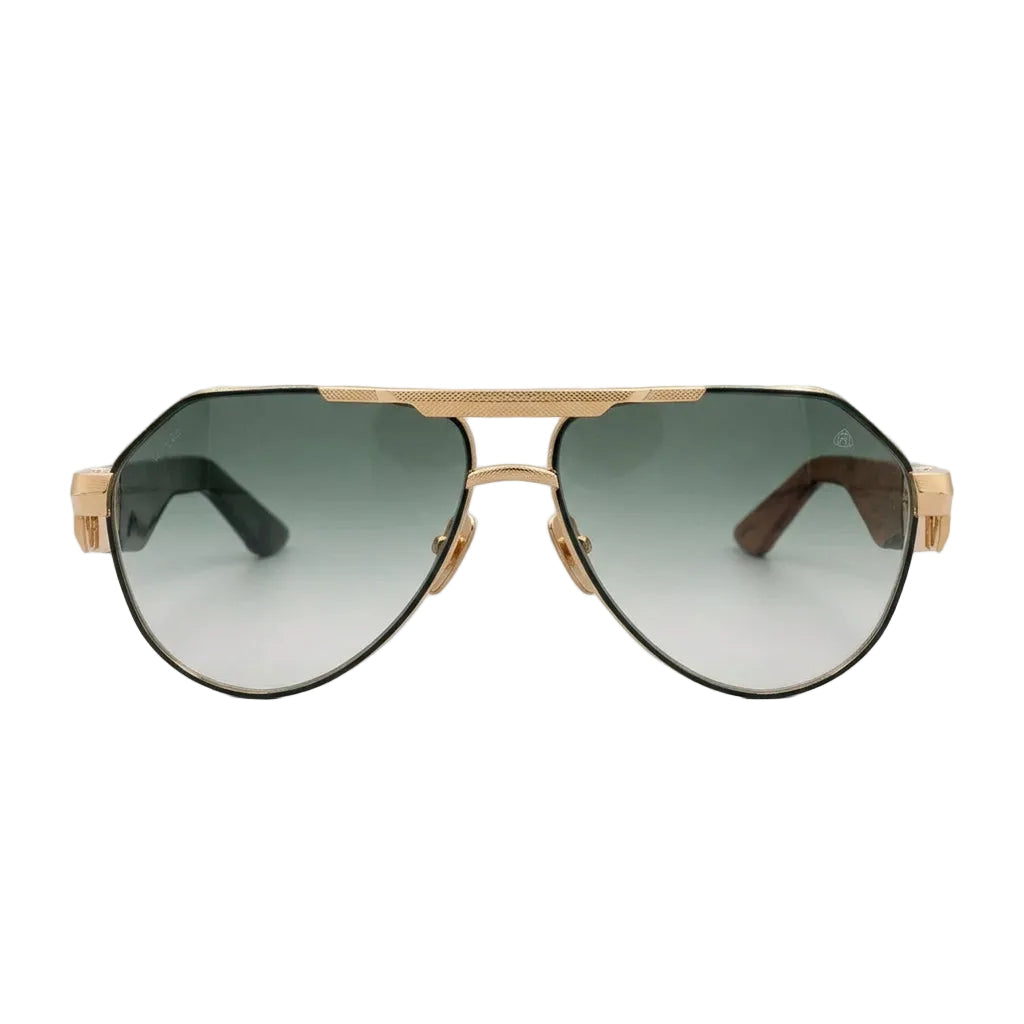Maybach THE KING III Unisex Luxury 22K Gold / Green Gradient Sunglasses