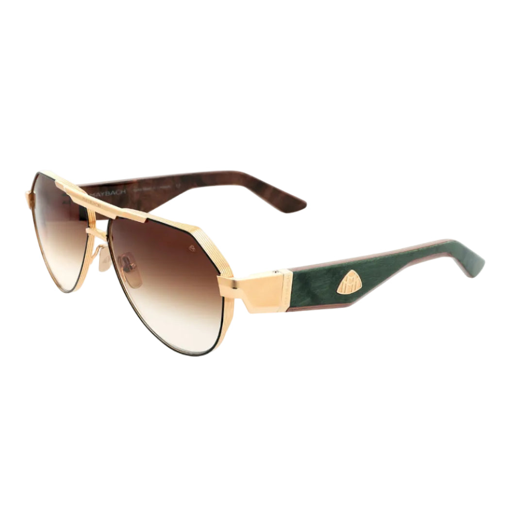 Maybach THE KING III Unisex Luxury 22K Gold / Light Bronze Gradient Sunglasses