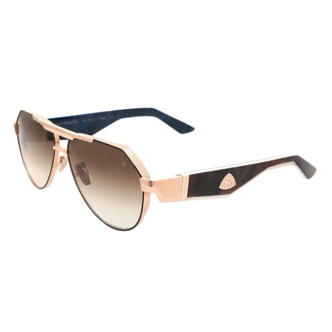 Maybach THE KING III Unisex Luxury 18K Rose Gold / Umber Brown Gradient Sunglasses