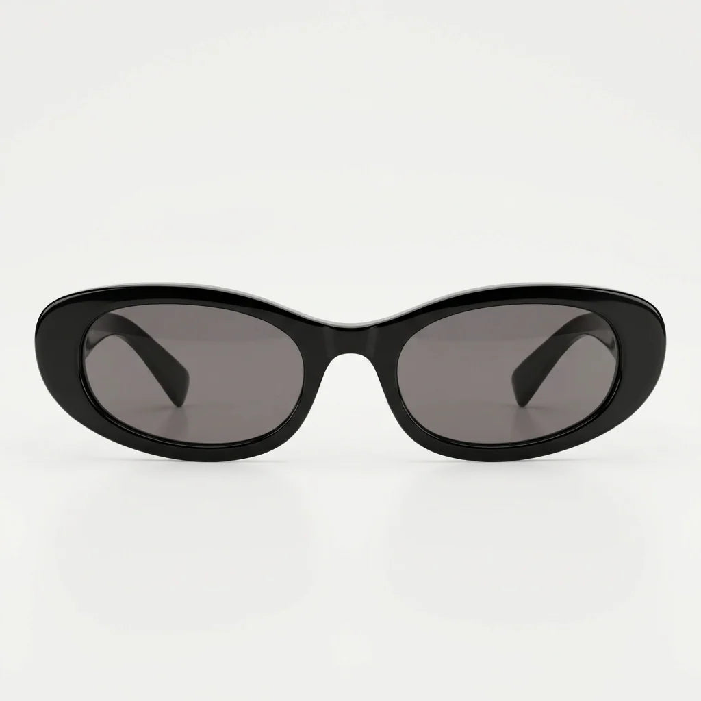 Miu Miu Women Oval Black / Dark Gray Sunglasses