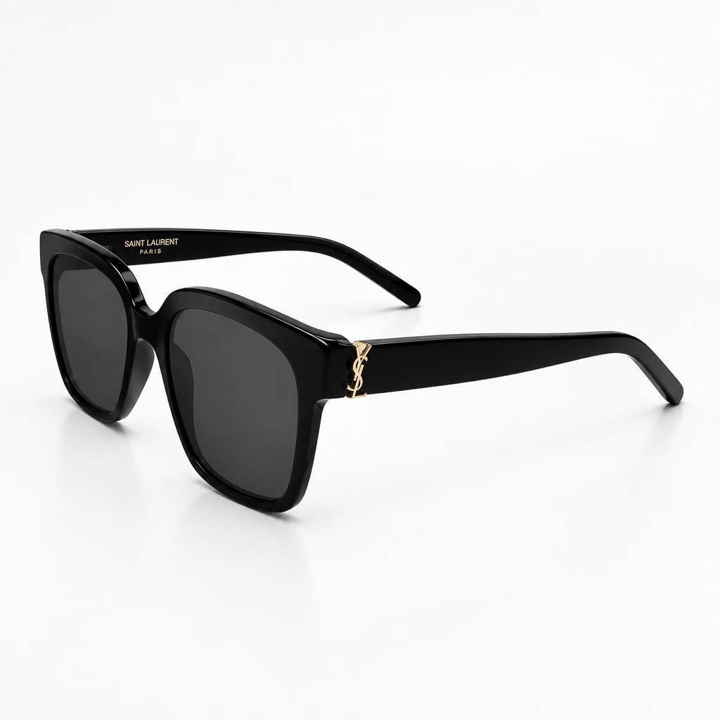 Saint Laurent Women's Monogram SL M40 Gold YSL Hinge Bright Black Sunglasses