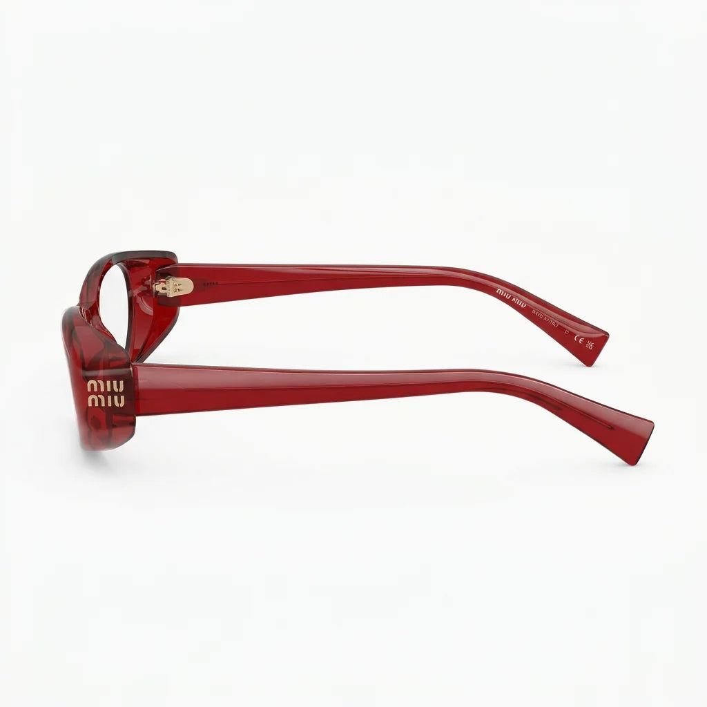 Miu Miu Women MU 03ZV Narrow Oval Optical Red / Transparent Glasses