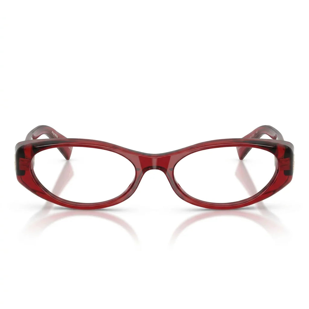 Miu Miu Women MU 03ZV Narrow Oval Optical Red / Transparent Glasses