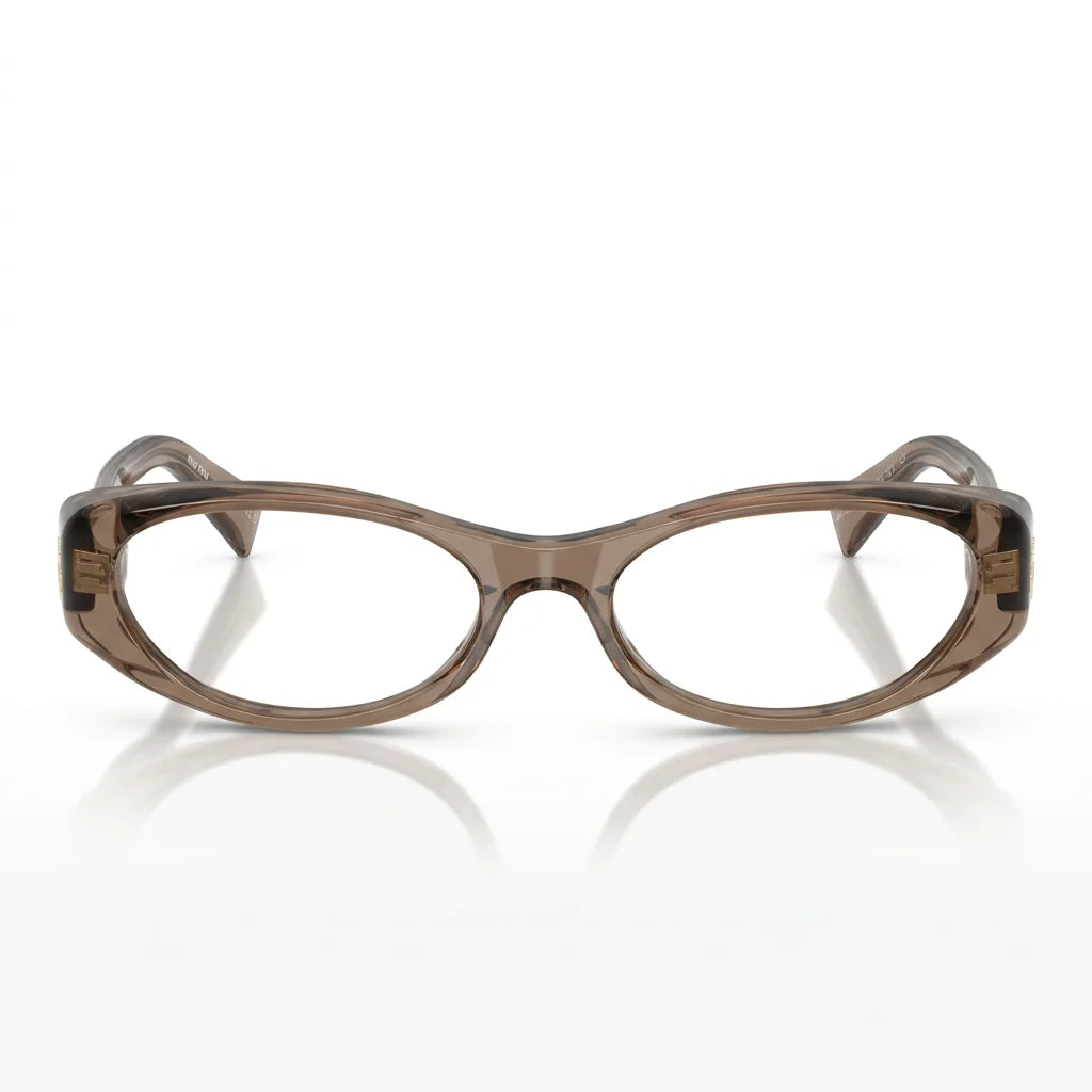 Miu Miu Women MU 03ZV Narrow Oval Optical Transparent Brown Glasses