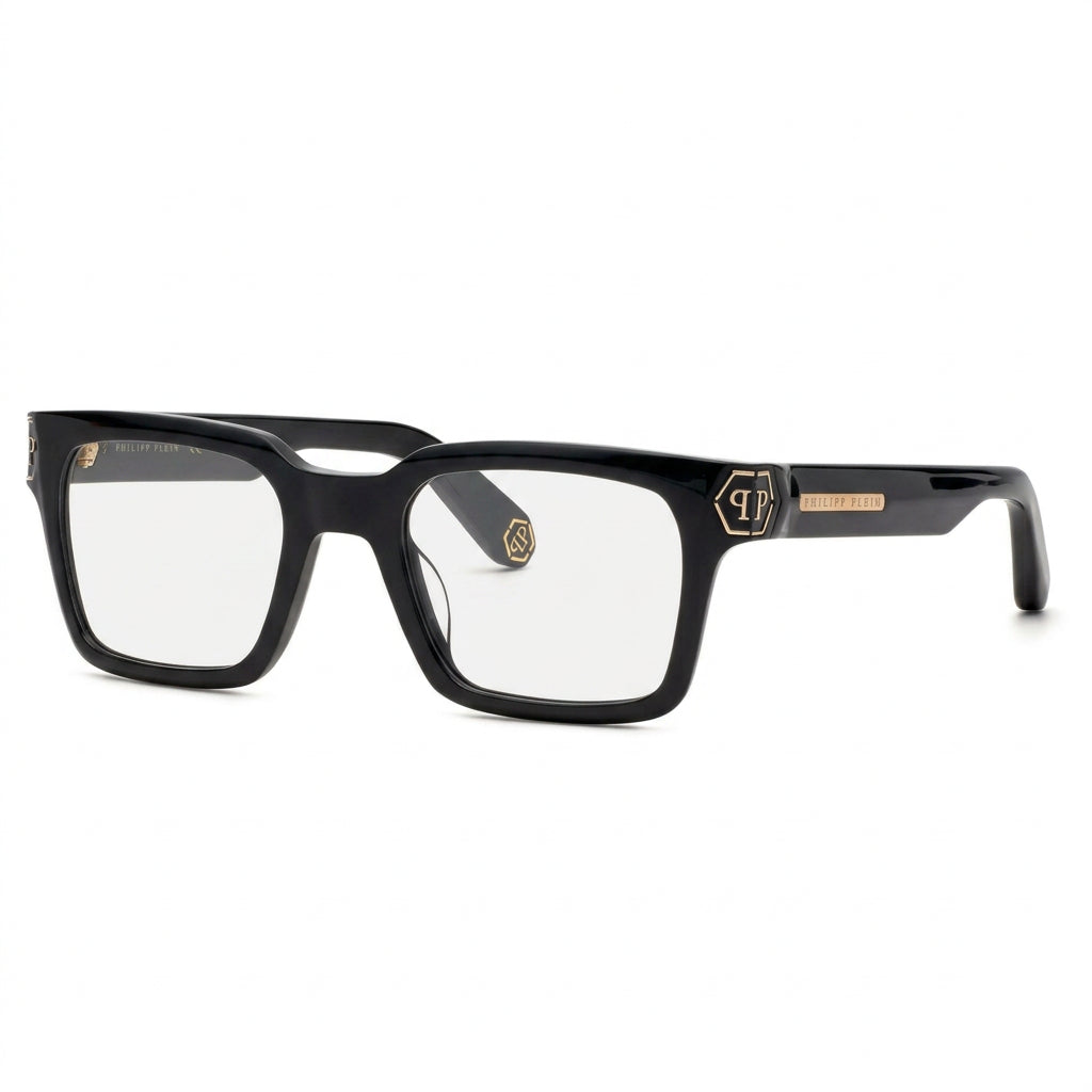 Philipp Plein Men Shiny Black & Gold Square Glasses