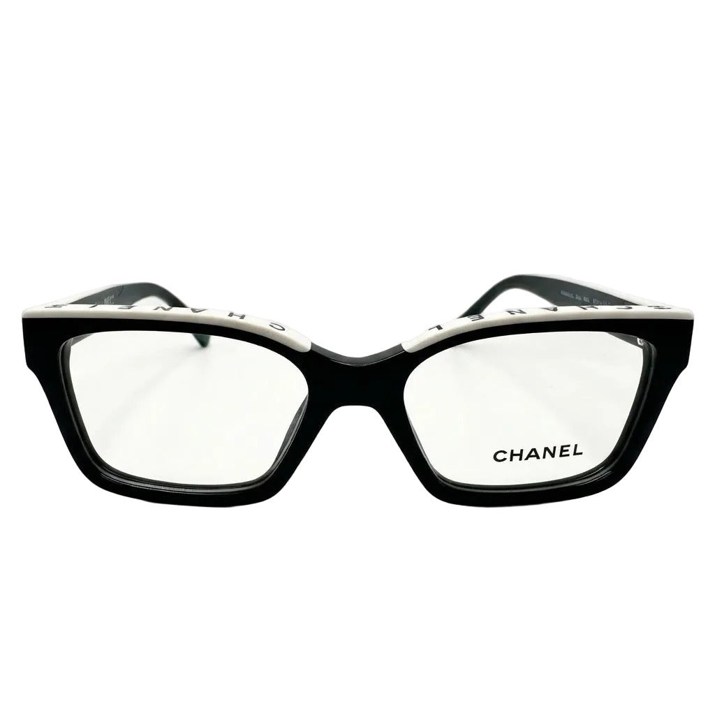 Chanel Women Rectangular Black and White Glasses