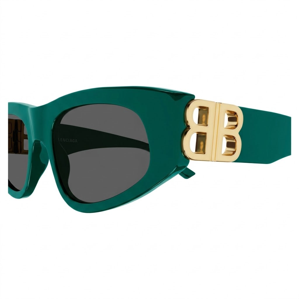 Balenciaga Women BB0095S Dynasty Oval Emerald Green Gold Sunglasses
