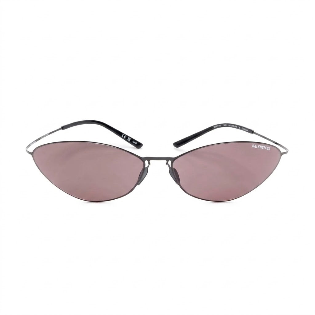 Balenciaga Unisex BB0350S 002 Dark Gunmetal / Brown-Pink Cat-Eye Titanium Sunglasses