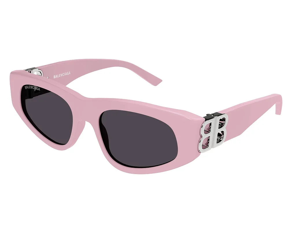 Balenciaga Women Dynasty Shiny Solid Pink / Silver D-Frame Sunglasses