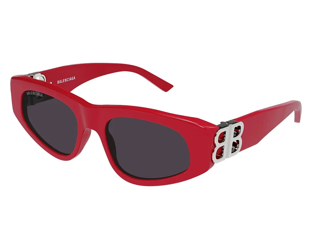 Balenciaga Women Dynasty Shiny Solid Red / Grey D-Frame Sunglasses
