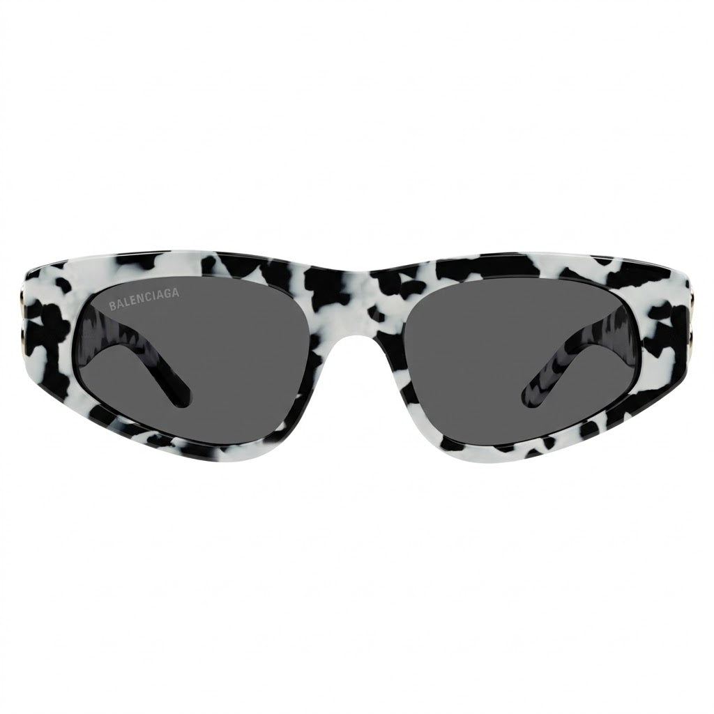 Balenciaga Women BB0095S Dynasty Oval Black / White Marble / Gold Sunglasses