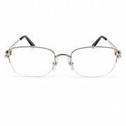 Cartier Rimless Unisex Rectangular Optical Glasses Silver Finish Temple