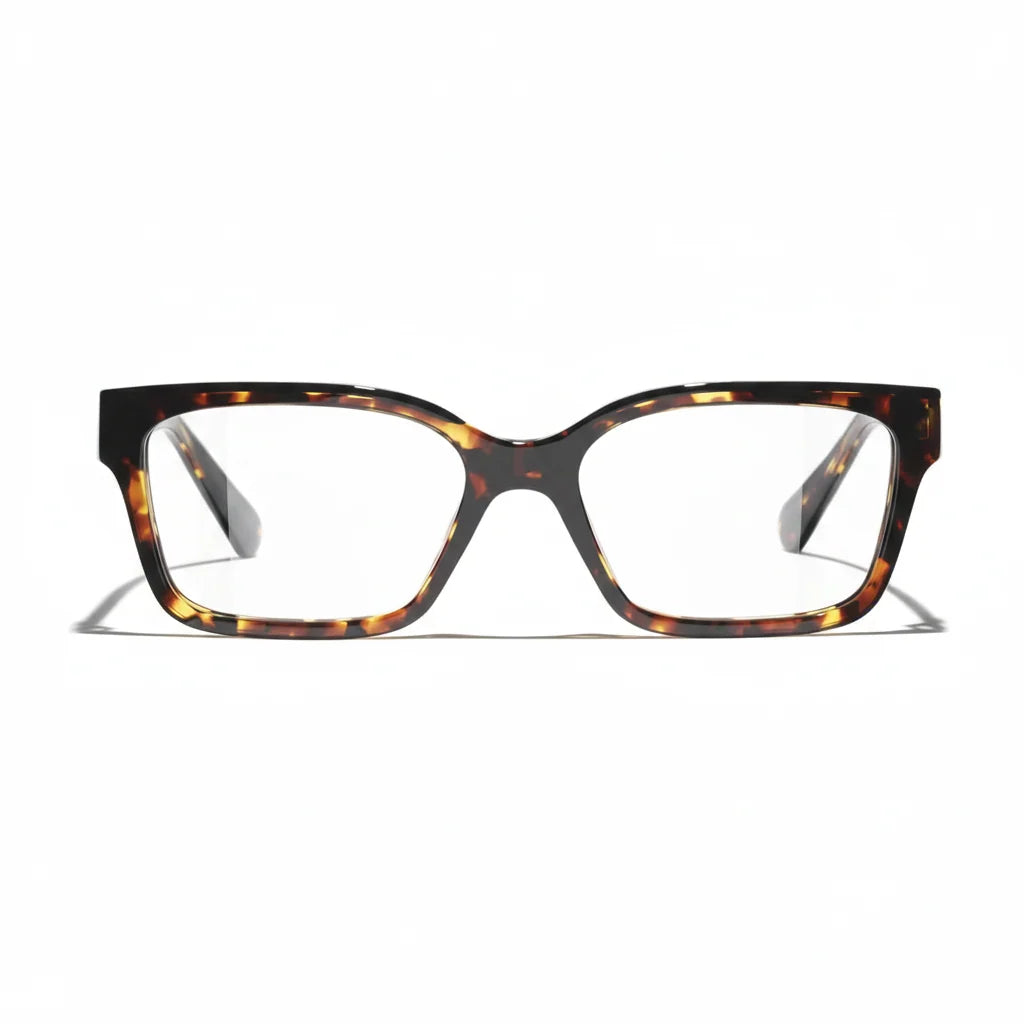 Chanel Women Rectangular Tortoise Eyeglasses