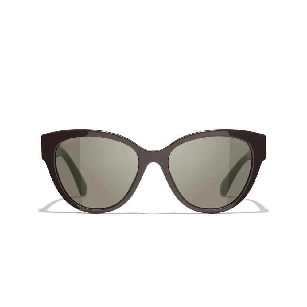 Chanel Women Butterfly Dark Burgundy Grey Gradient Sunglasses