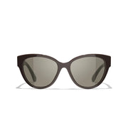 Chanel Women Butterfly Dark Burgundy Grey Gradient Sunglasses