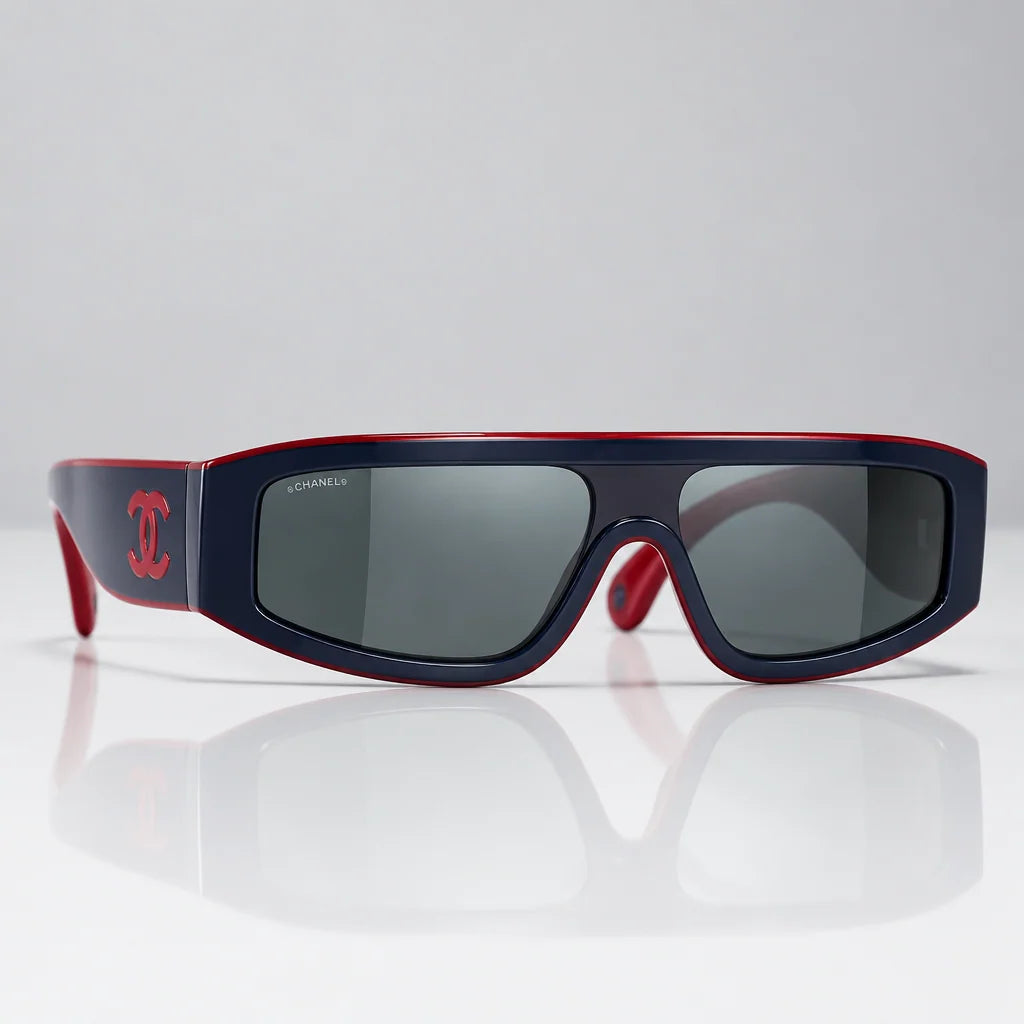 Chanel Women Cat Eye Blue Red Frame Sunglasses