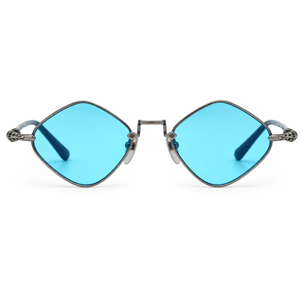 Chrome Hearts Diamond Dog 2621 Unisex Blue & Chrome Diamond Sunglasses