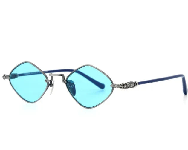 Chrome Hearts Diamond Dog 2621 Unisex Blue & Chrome Diamond Sunglasses