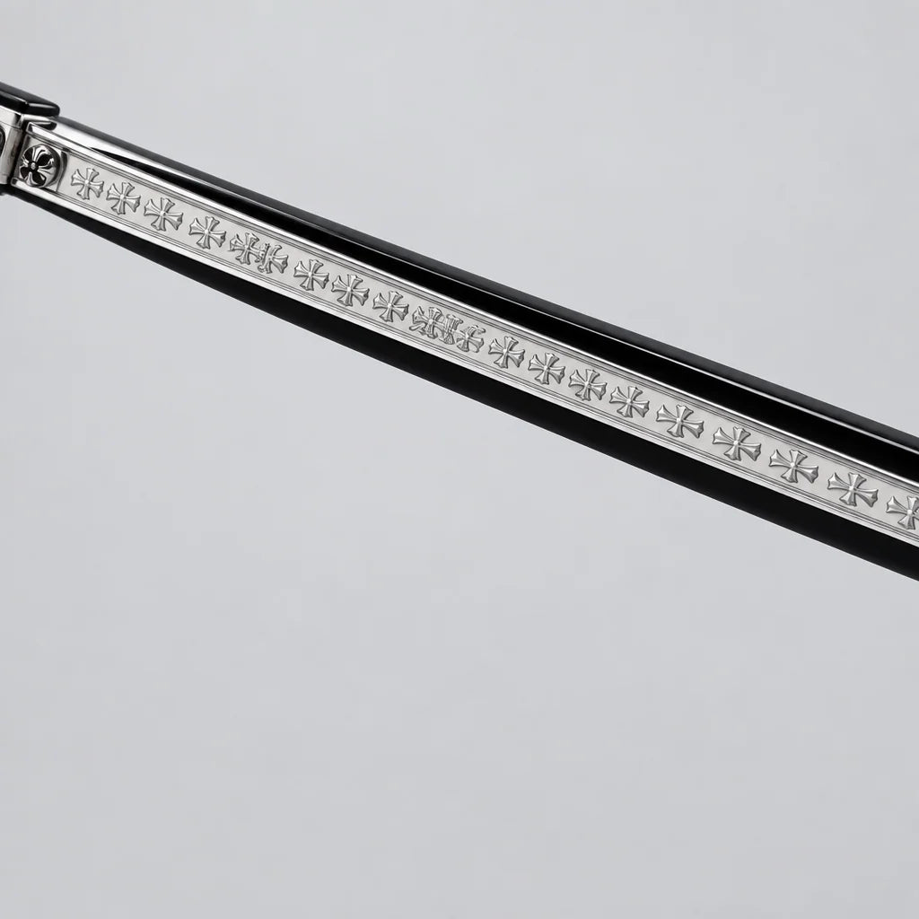 Chrome Hearts Hotation 2632 Unisex Matte Black & Silver Gothic Geometric Sunglasses