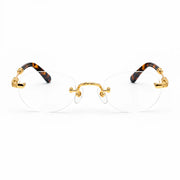 Chrome Hearts Pills I 0632 Unisex Gold & Tortoiseshell Rimless Oval Optical Glasses