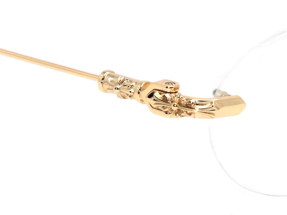 Chrome Hearts Pills I 0632 Unisex Gold & Tortoiseshell Rimless Oval Optical Glasses