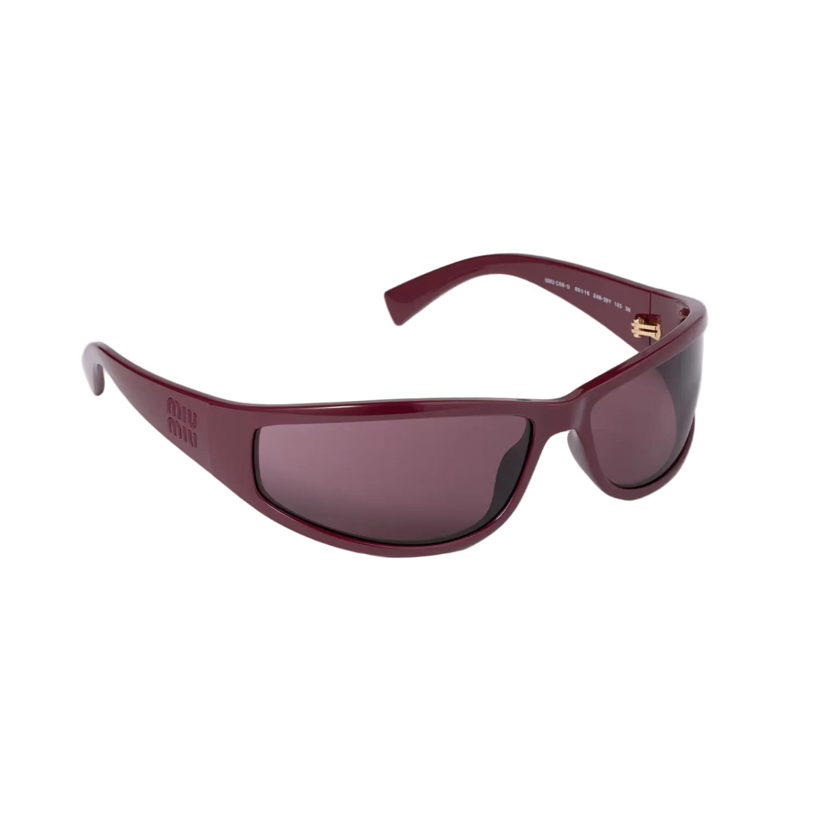 Miu Miu Eyewear Collection Women Marsala Red Wraparound Sunglasses