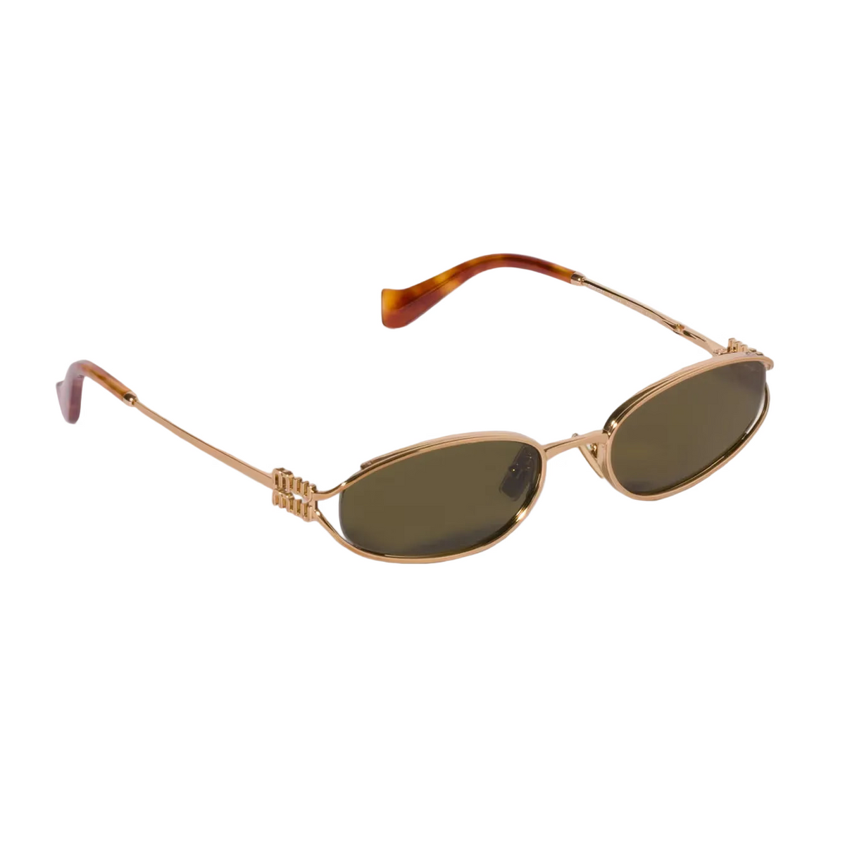 Miu Miu Women Miu Logo Brass Metal Loden Green Sunglasses