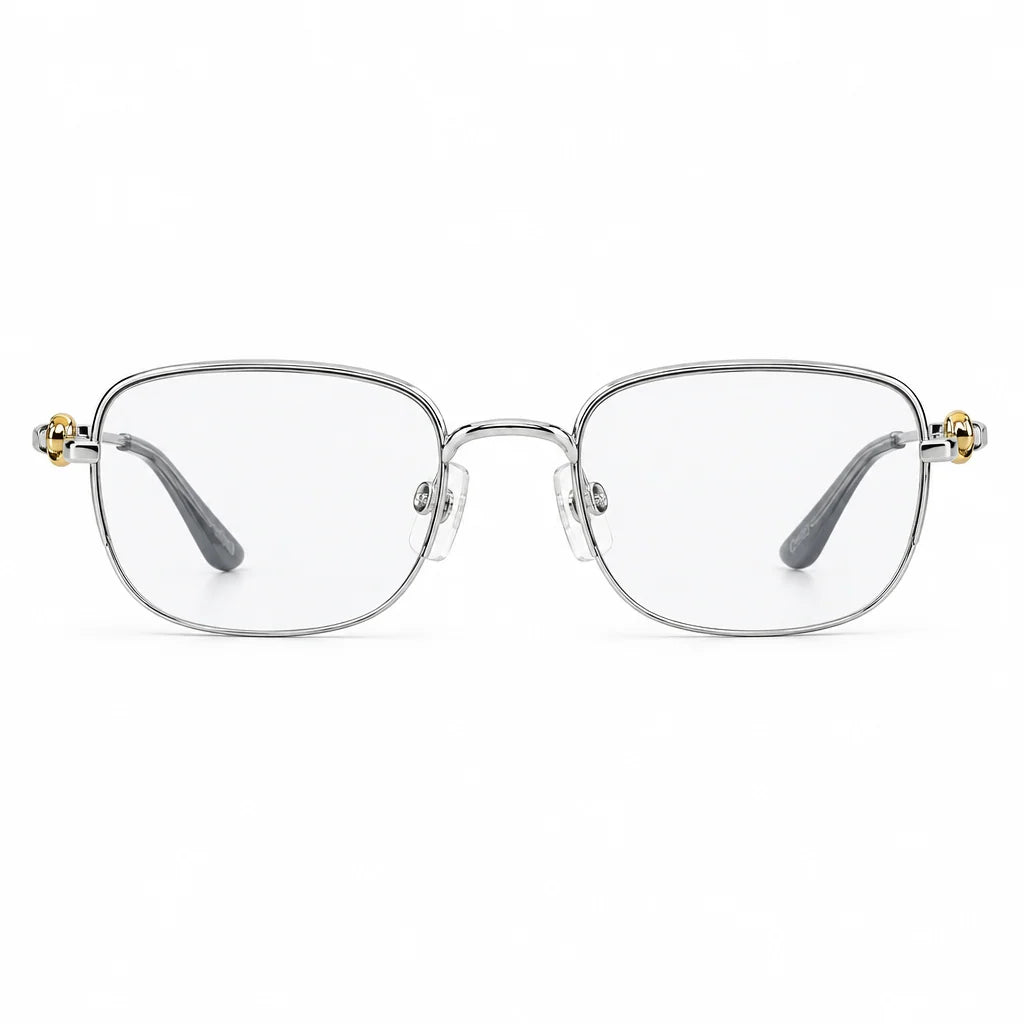 Cartier Unisex Semi-Rimless Square Optical Silver Frames Eyeglasses
