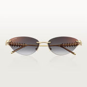 Cartier Clash de C Women Rimless Studded Temple Gradient Grey Sungalsses
