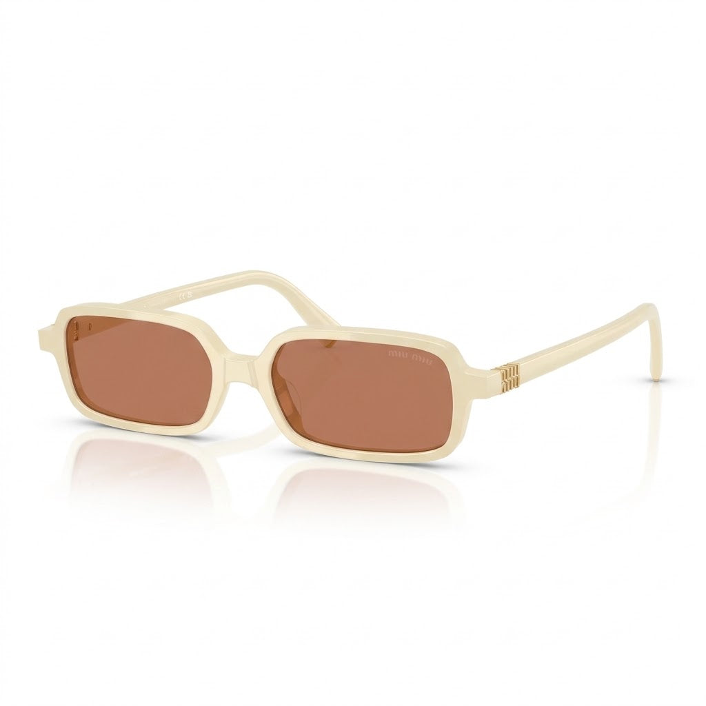 Miu Miu Regard MU 11ZS Women Rectangular Milk White / Brown Sunglasses