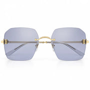 Cartier Motif Women Rimless Rectangle Light Purple Sunglasses