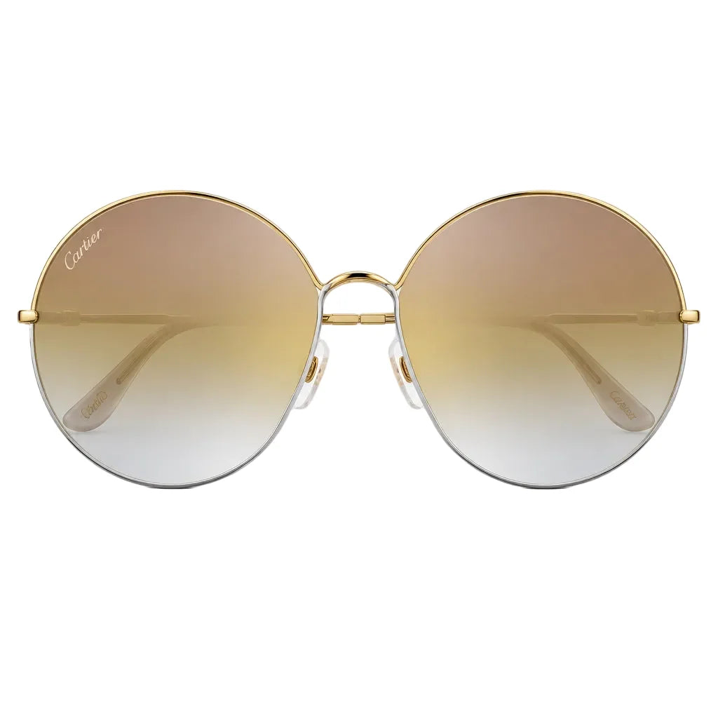 Cartier Trinity de C Women Round Metal Frame Shiny Gold Sunglasses