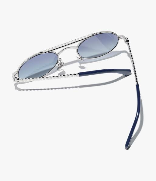 Chanel Women Oval Metal & Imitation Pearl Sunglasses
