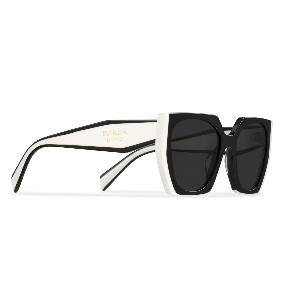 Prada Women Rectangular Frame Oil Black Sunglasses