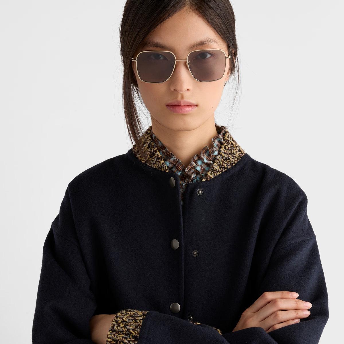 Prada Women Aviator Frame Pale Gold Sunglasses