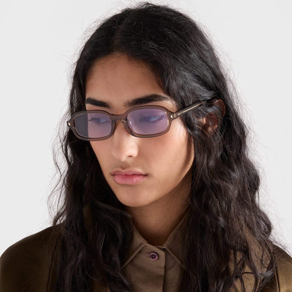 Prada Women Oval Frame Transparent Clay Sunglasses
