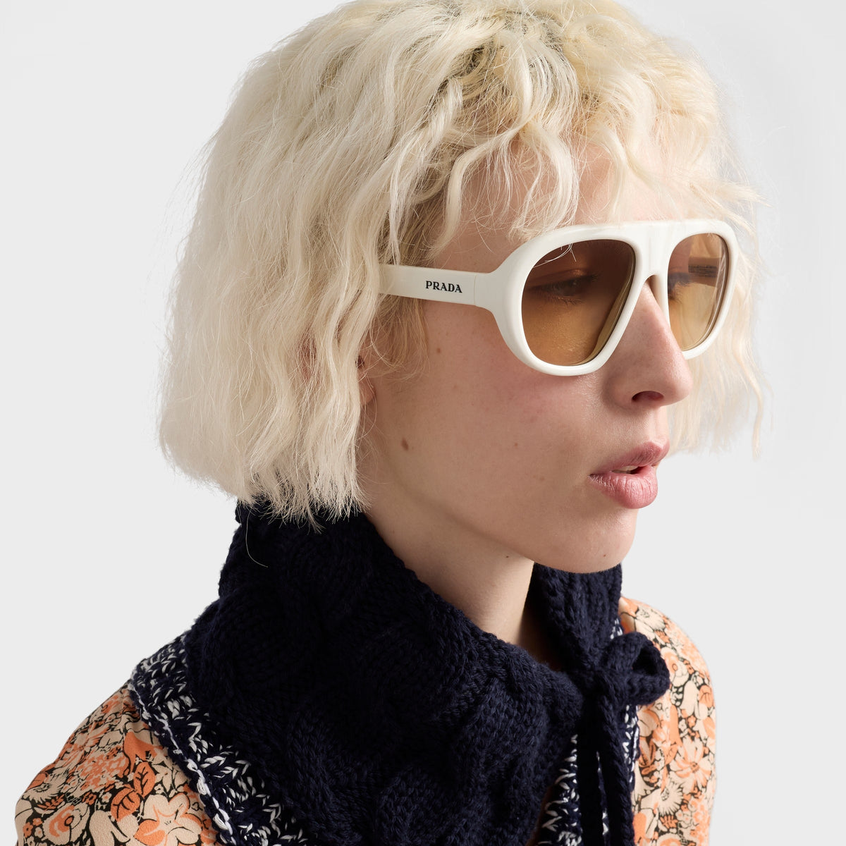 Prada Women Oversized Frame Chalky White Sunglasses