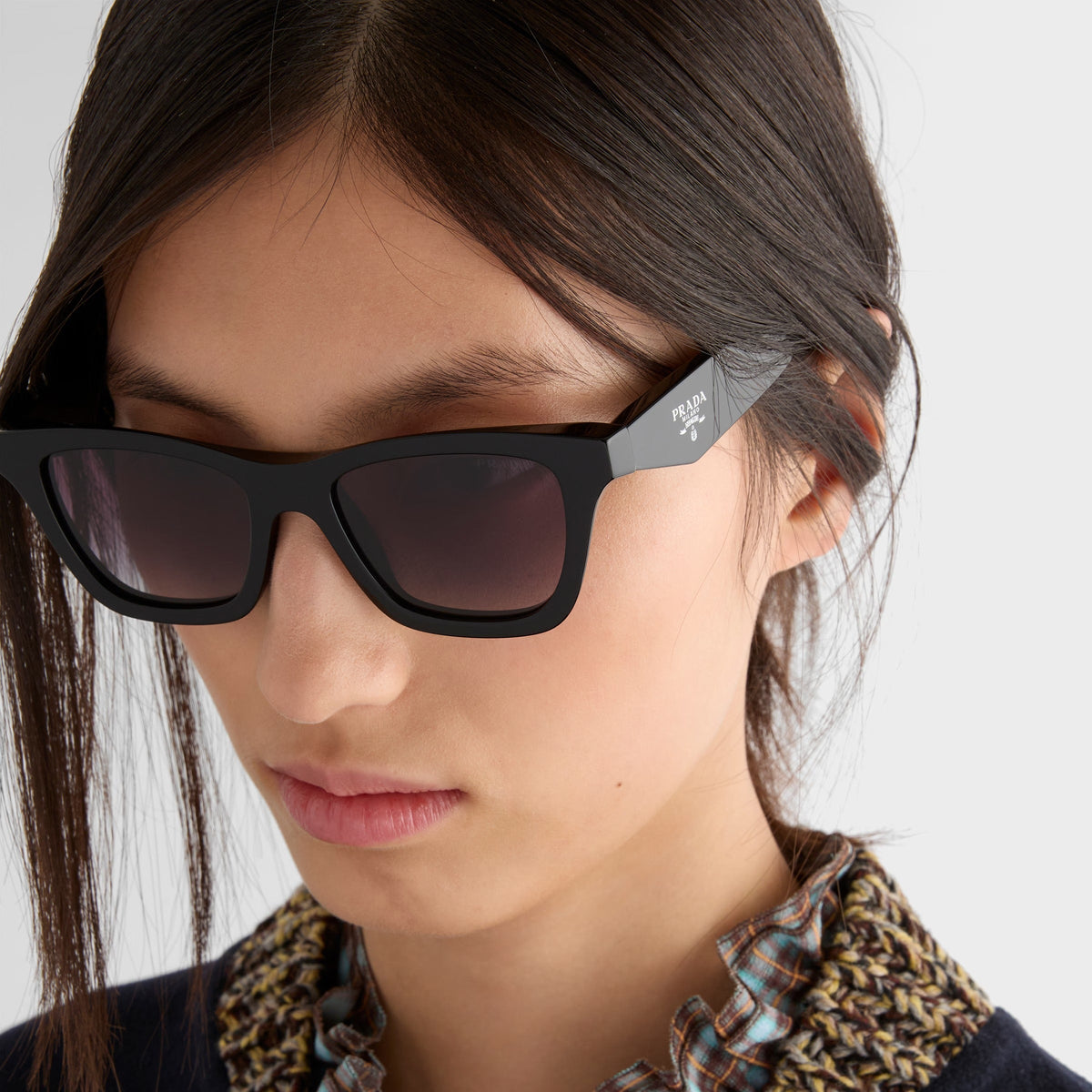 Prada Women Square Frame Black Sunglasses