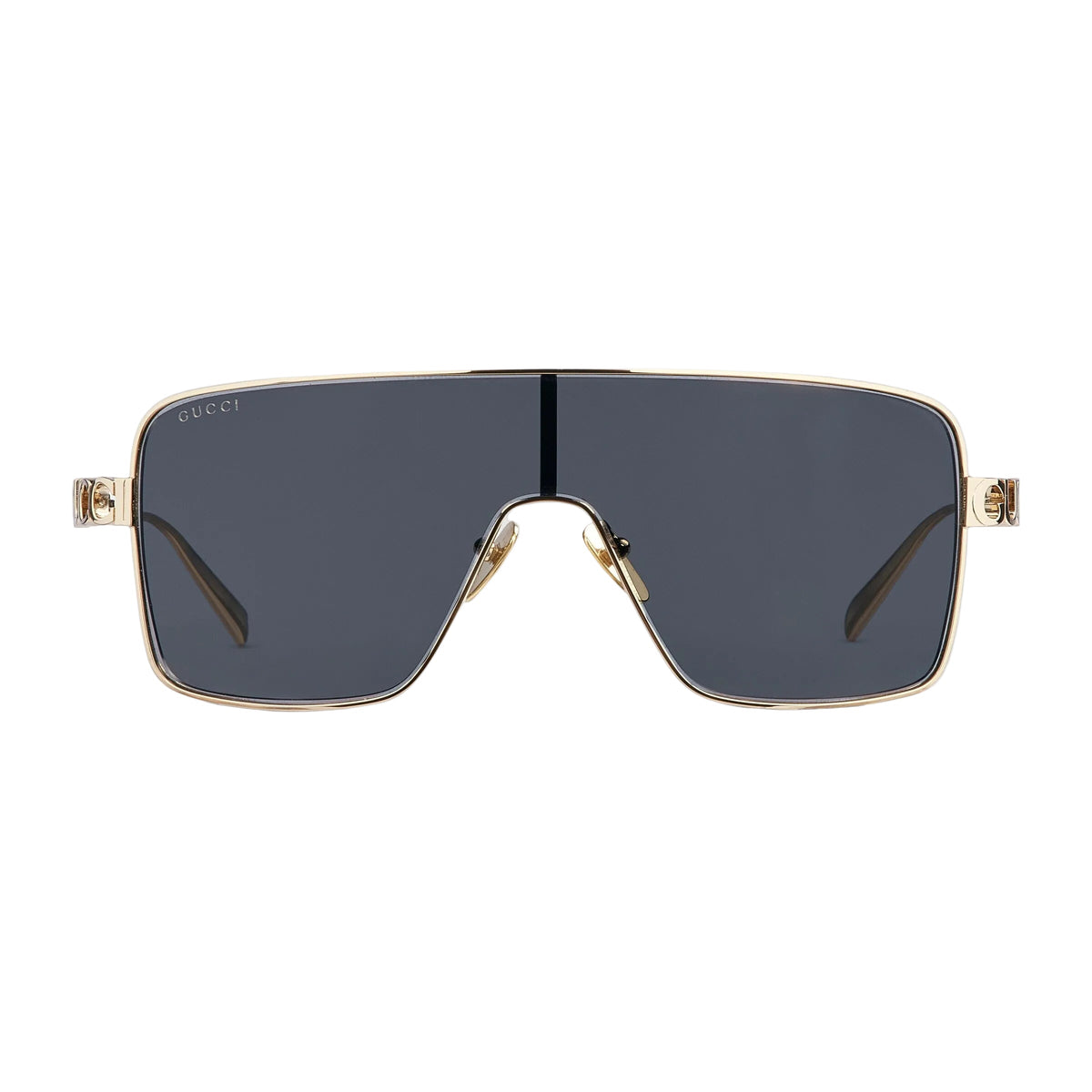 Gucci Women Rectangular Frame Gold Sunglasses