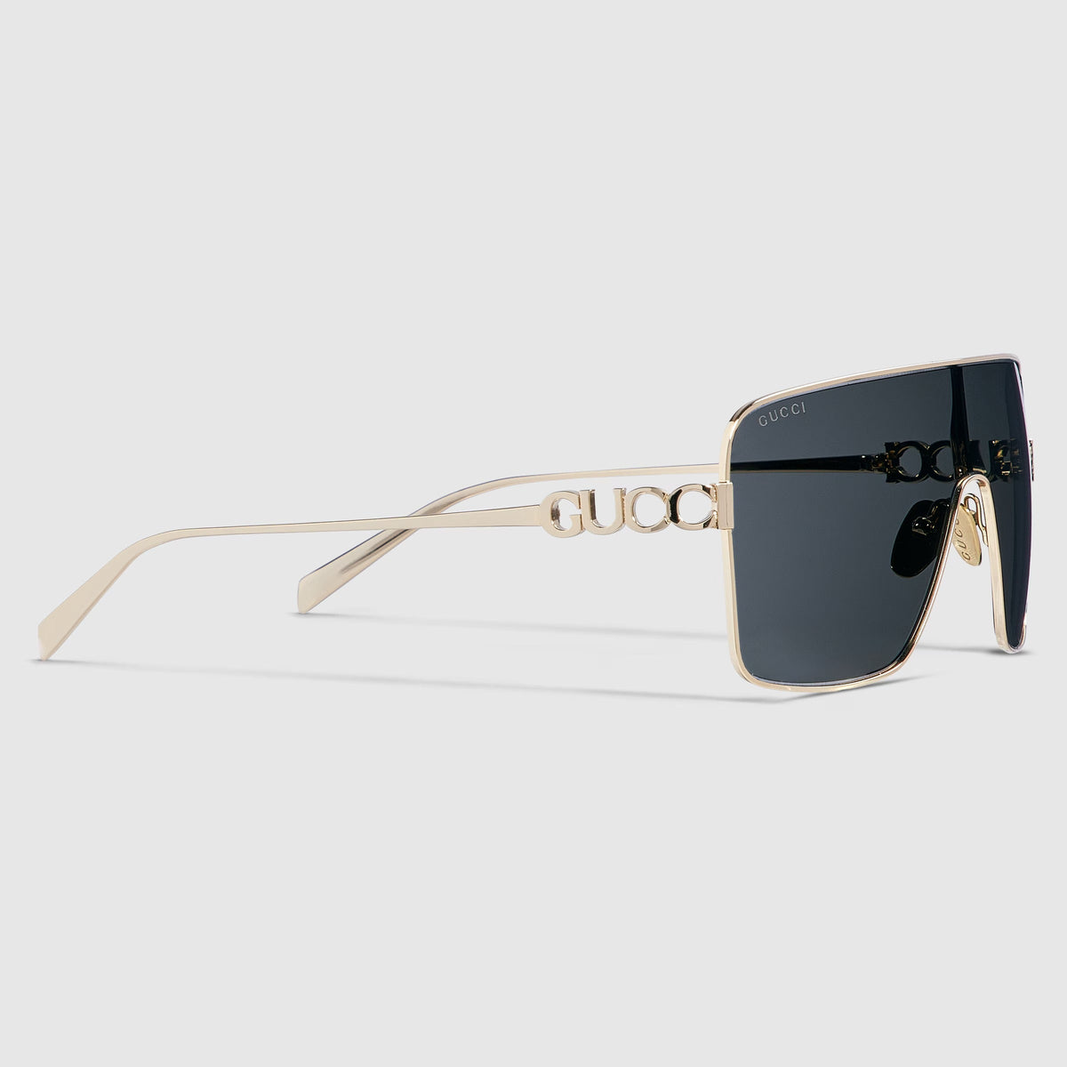 Gucci Women Rectangular Frame Gold Sunglasses