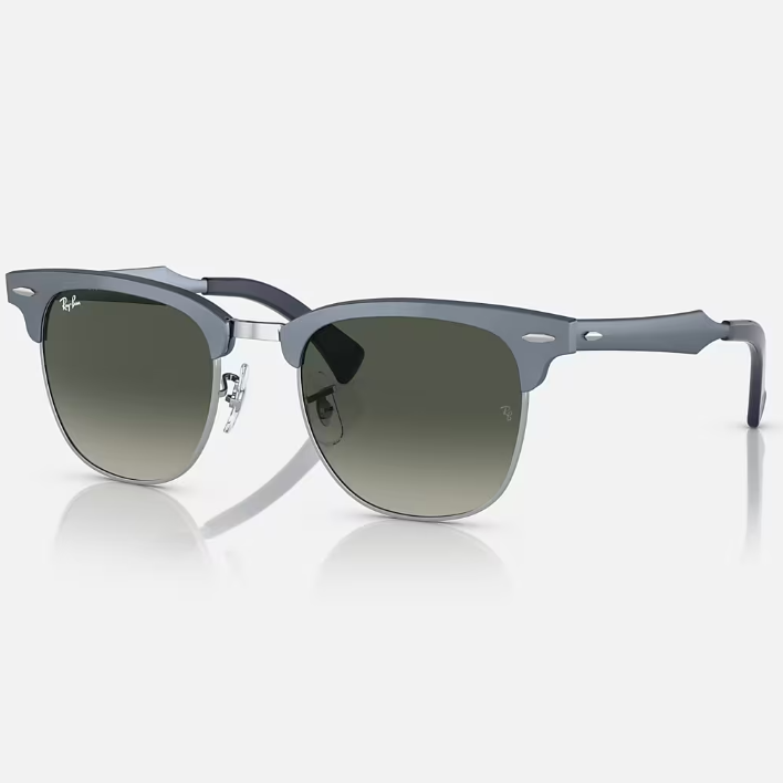 Ray Ban Men Square Frame Matte Blue On Silver Sunglasses