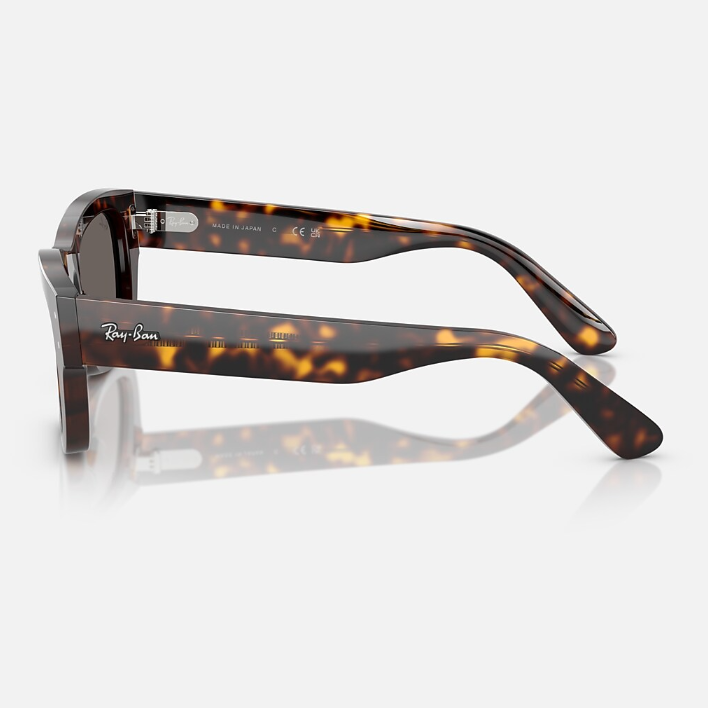 Ray Ban Men Rectangle Frame Polished Havana Sunglasses