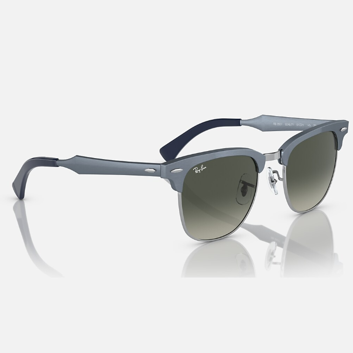Ray Ban Men Square Frame Matte Blue On Silver Sunglasses