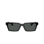 Versace Men Rectangular Frame Shiny Deep Black Sunglasses