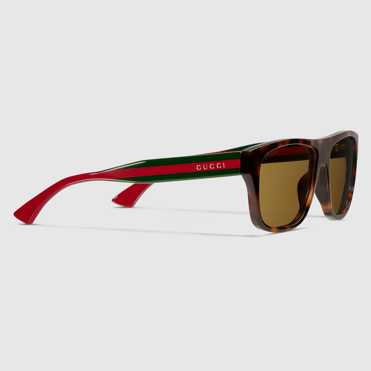 Gucci Men Square Frame Shiny Brown Sunglasses