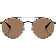 Ray Ban Women Round Frame Shiny Black Sunglasses