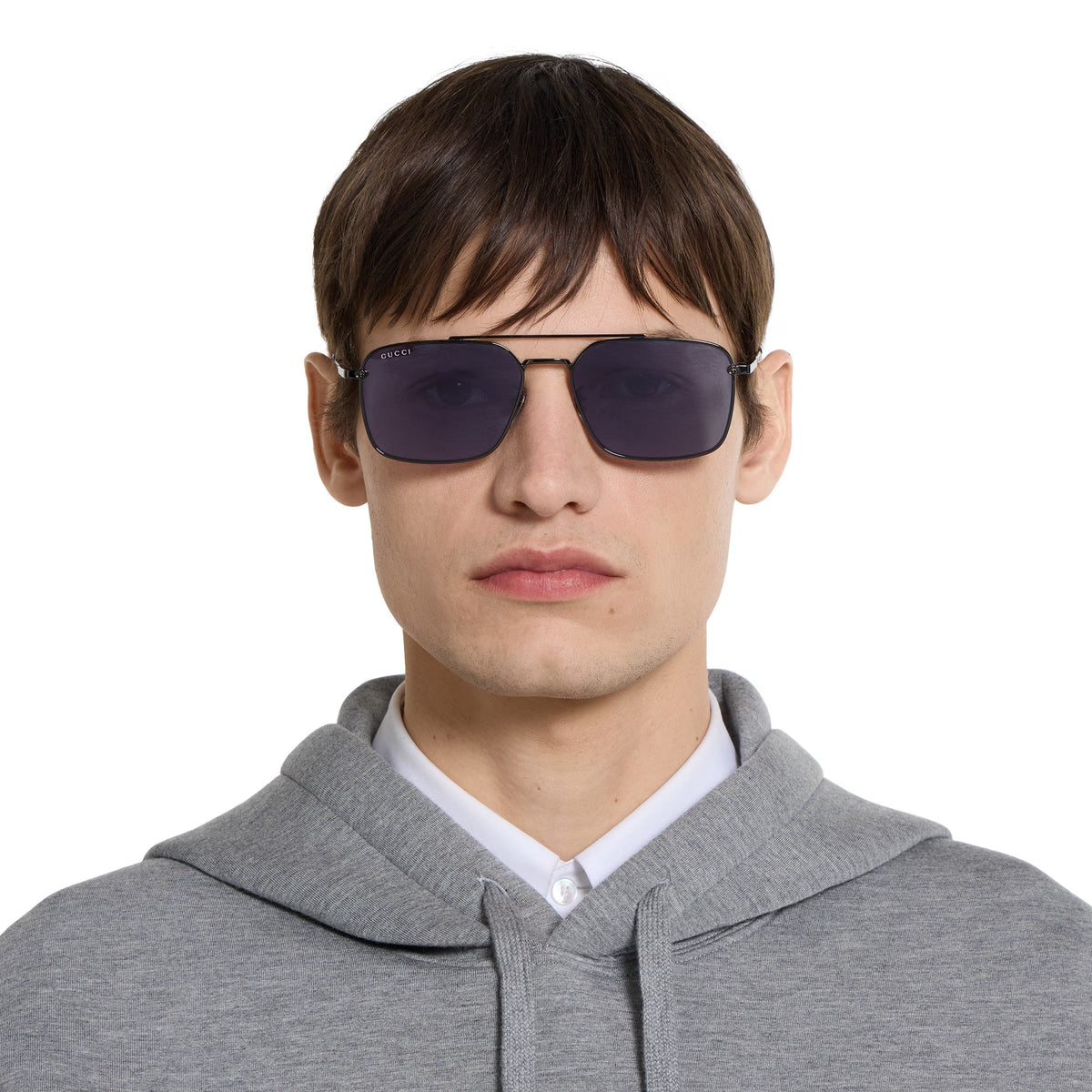 Gucci Men Specialized Fit Rectangular Frame Grey Sunglasses
